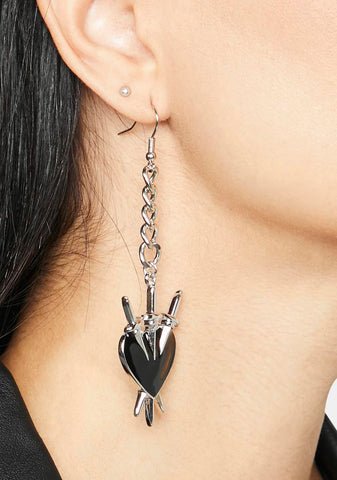 Dance Or Die Dagger Heart Earrings