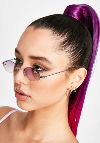 Pierced Gradient Oval Sunglasses
