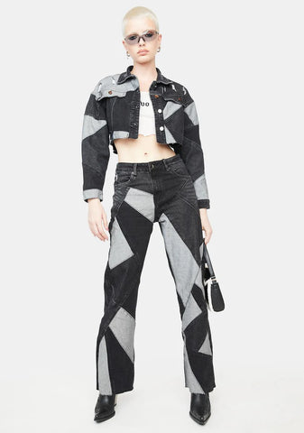 Slick Always Wonder Patchwork Denim Cropped Jacket