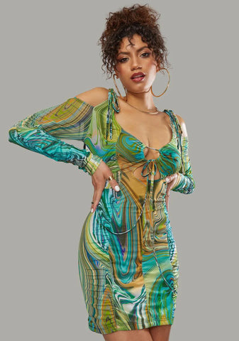 Hypnotic Habits Tie Front Bodycon Dress