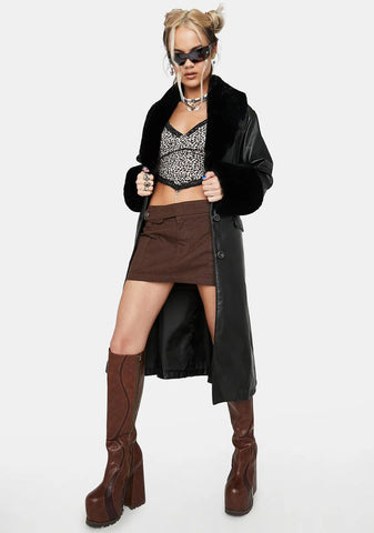 Heart Beat Here Vegan Leather Trench Coat
