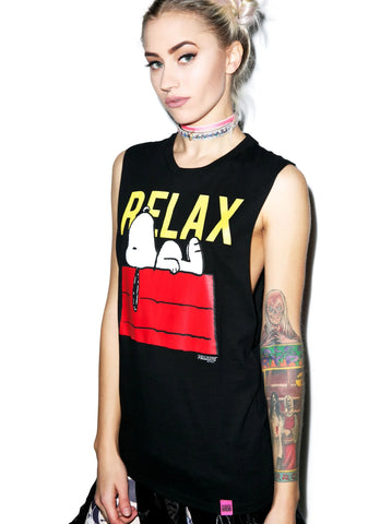 Snoopy Relax Muscle Tee - Black