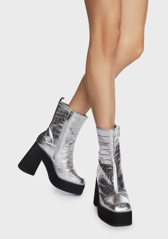 Silver Jupe Platform Ankle Boots