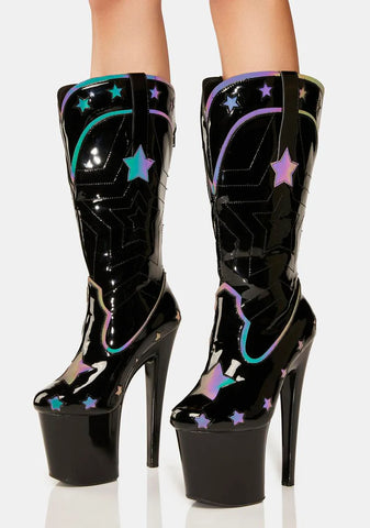 Dolly Star Reflective Platform Heels