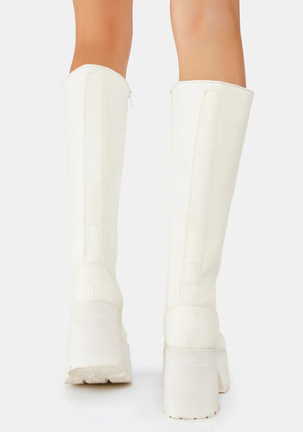 White Ranger-302 Knee High Boots