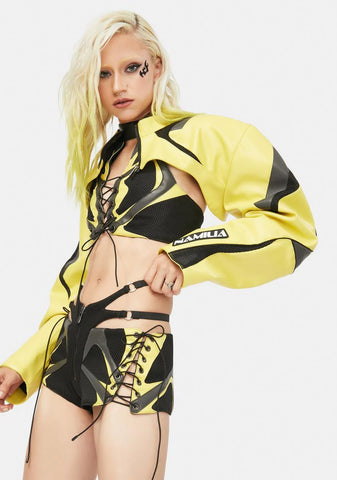 Yellow Sneaker Moto Choker Jacket