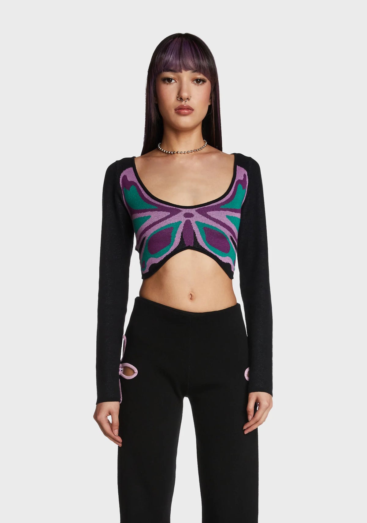 Butterfly Motif Knit Top