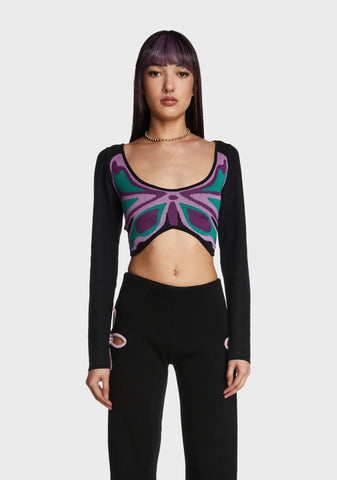 Butterfly Motif Knit Top