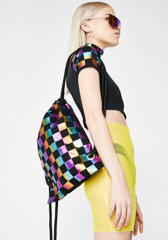 Rainbow Rides Drawstring Bag