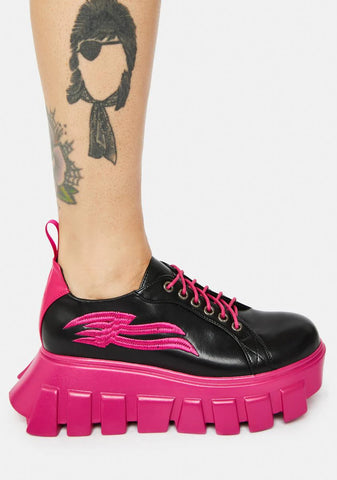 Hot Pink Markings Platform Sneakers