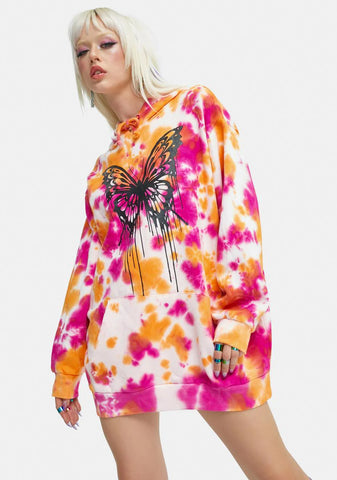Never Let Go Tie Dye Butterfly Hoodie