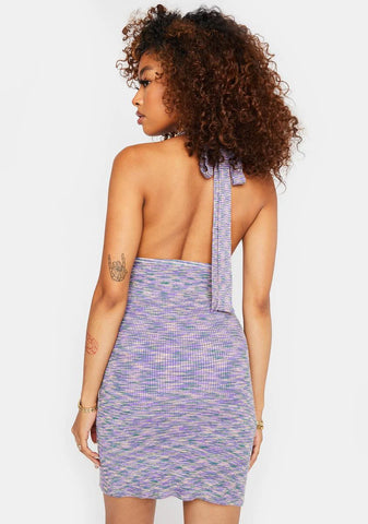 Grape Multi Halter Mini Dress