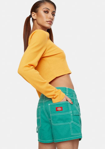 Green High Rise Carpenter Shorts