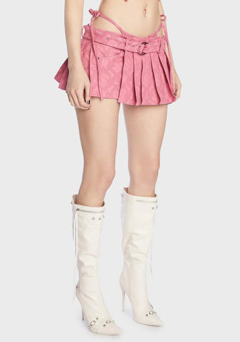 Pink Monogram Denim Mini Thong Skirt