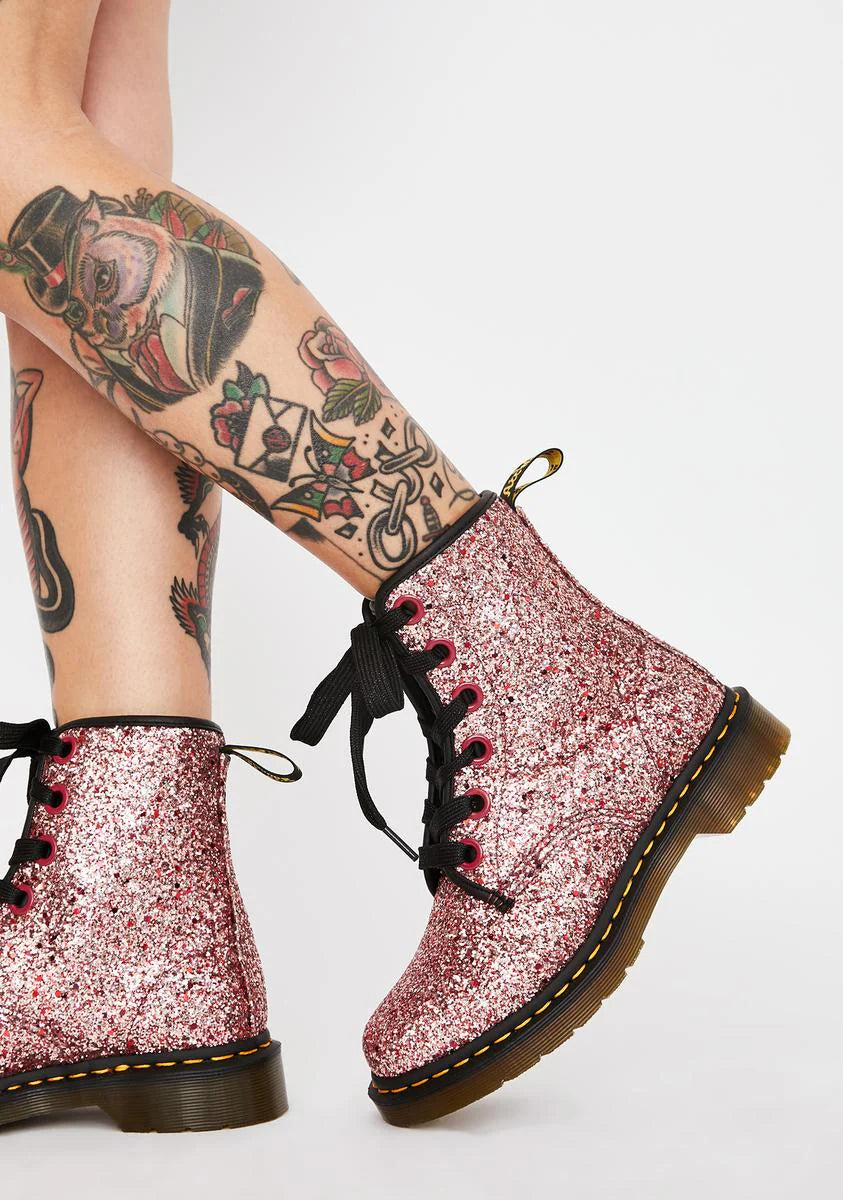 Pink 1460 Farrah Glitter Boots
