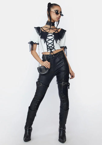 Pentagram Lace Up Top