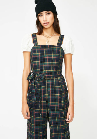 Don't Mess With Plaid Jumpsuit