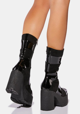 Told You So Striped Platform Boots