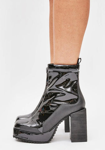 Miss Bad Media Patent Ankle Boots
