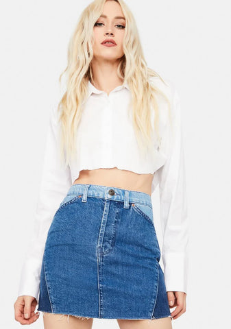 Patchwork Denim Mini Skirt