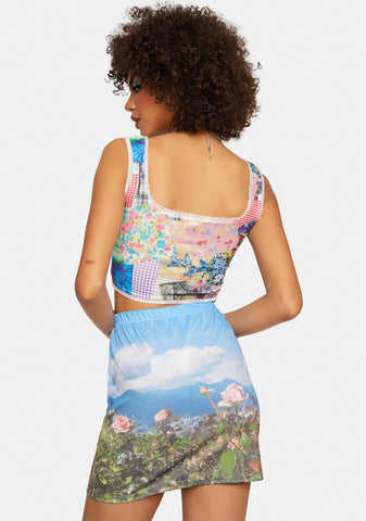 Split Side Scenic Mini Skirt