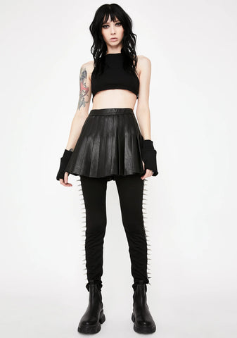 Vegan Leather Pleated Mini Skirt