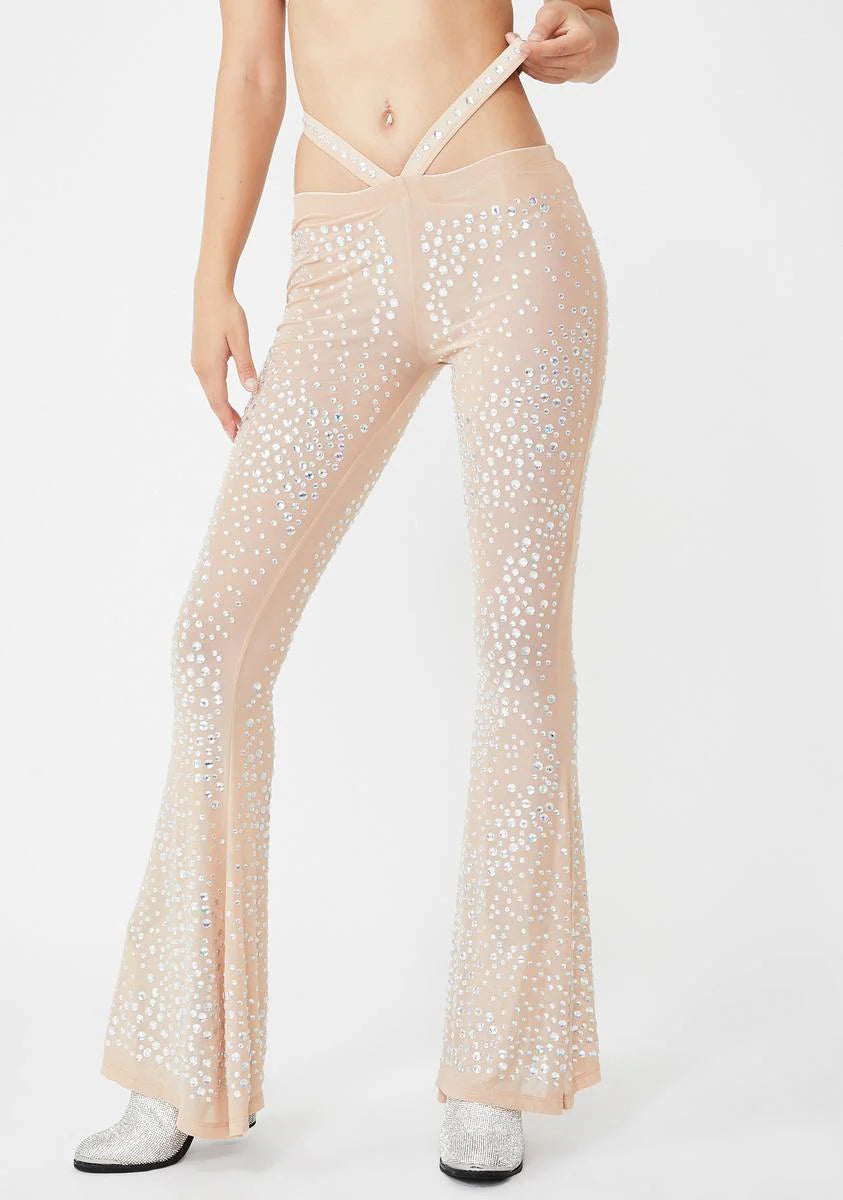 Nude Stardust Showdown Strappy Flares