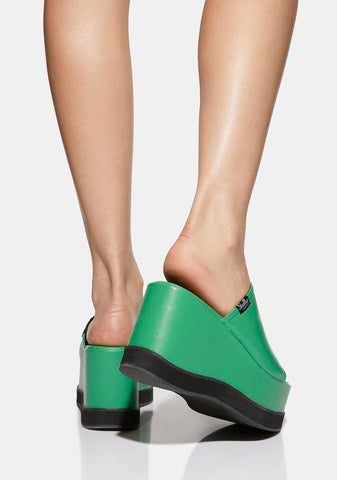 Green Bubble Platform Mules