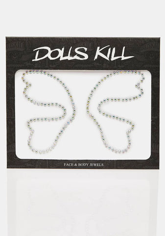 Iridescent Silver Butterfly Rhinestone Face Gems