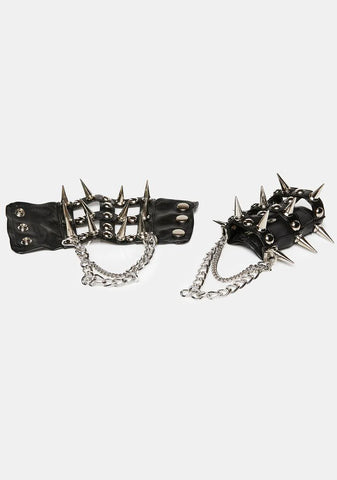 Fashionably Late Spiked Cuffs Set