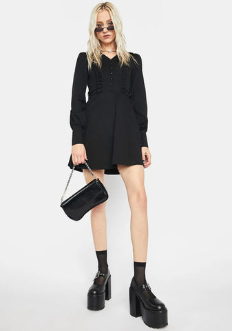 Dark Lotus Leaf V-Neck Dress