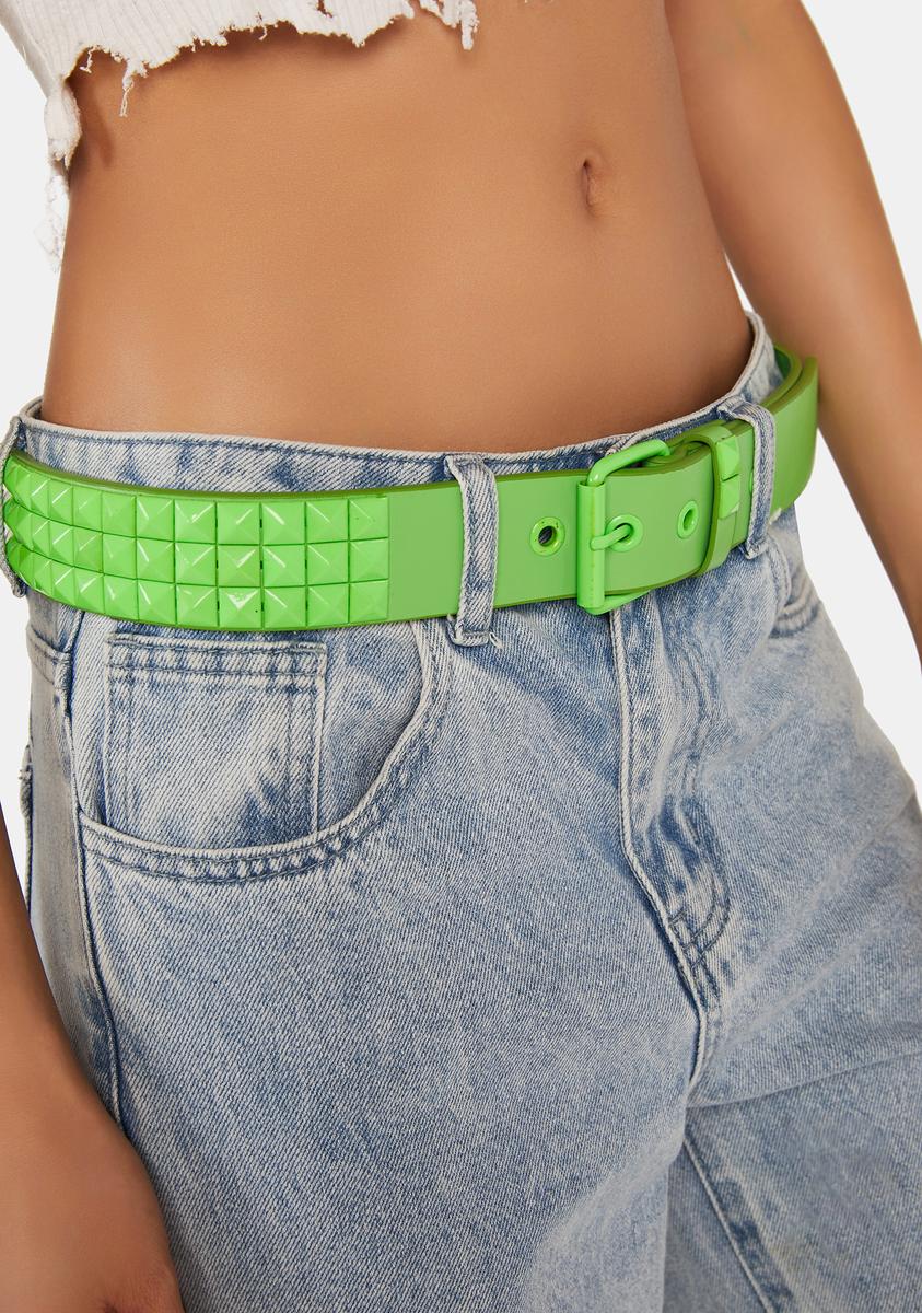 Lime High Score Studded Belt