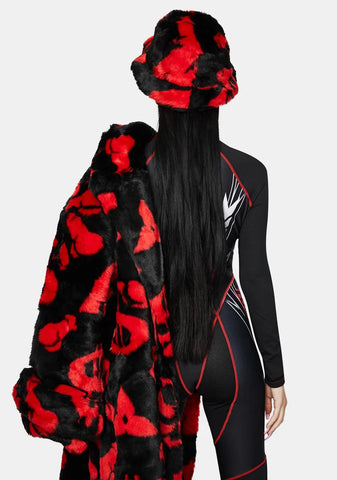 Dick Dollar Monogram Faux Fur Bucket Hat