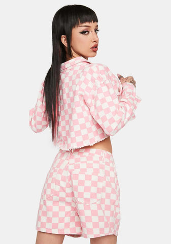 Up For A Challenge Checkered Shorts