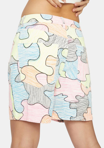 Write About Now Scribble Boyfriend Shorts