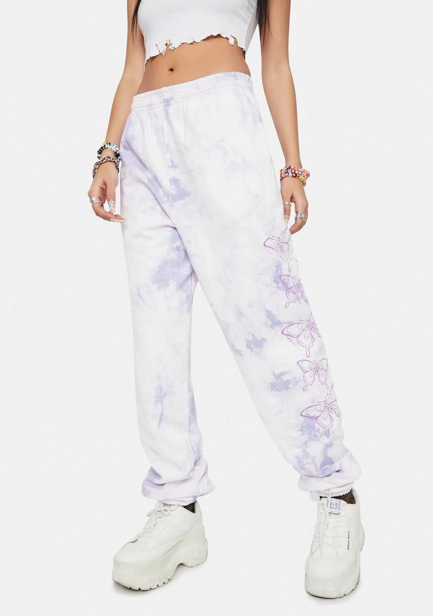 Violet Butterfly Tie Dye Sweatpants