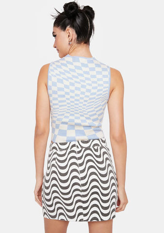 Warped Op Art Mini Skirt