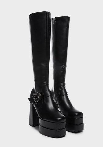 Wide Fit Fixed Up Knee High Boots