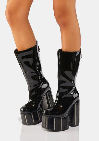 Patent Zip It Platform Boots