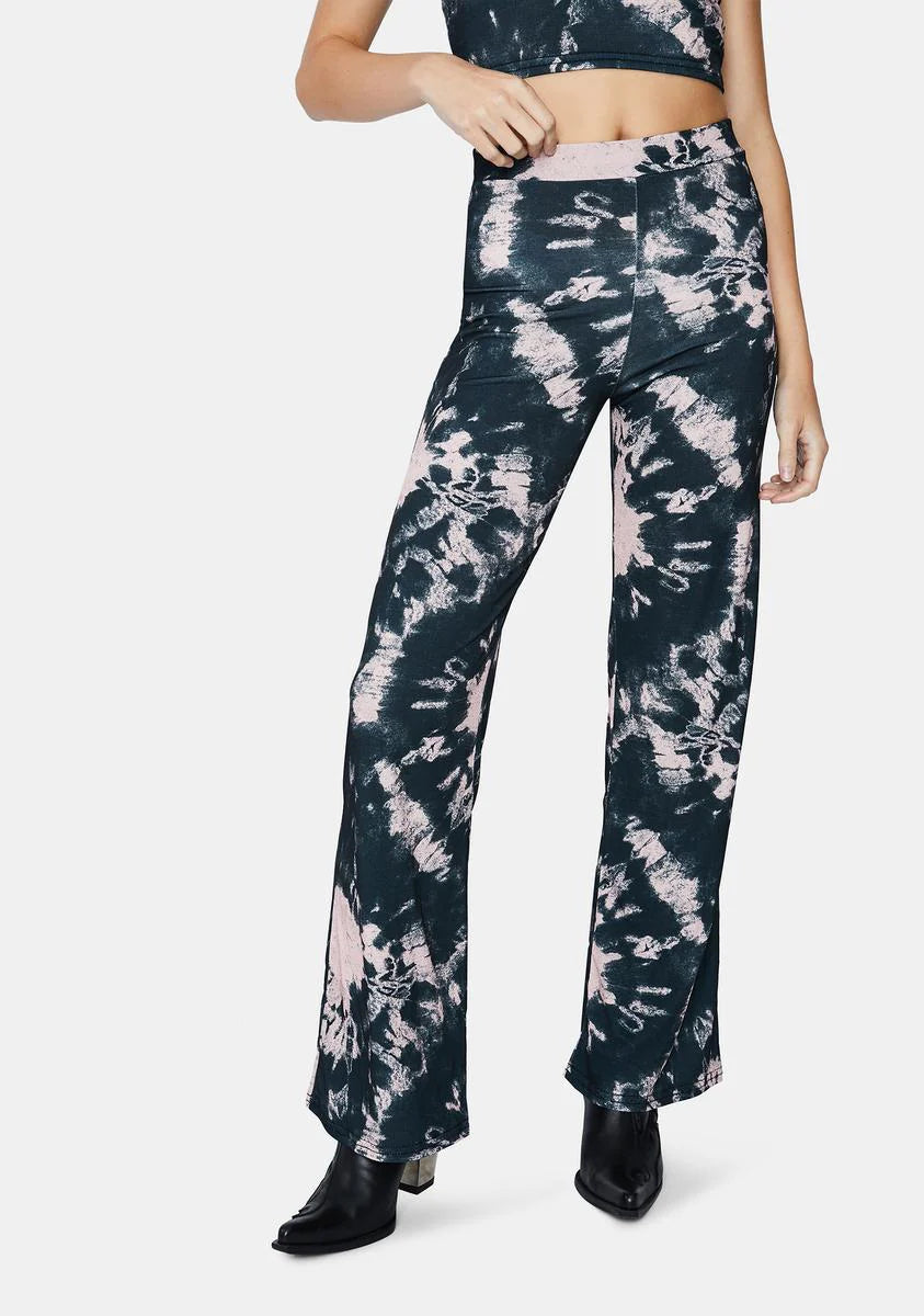 Black And Pink Tie Dye Trousers
