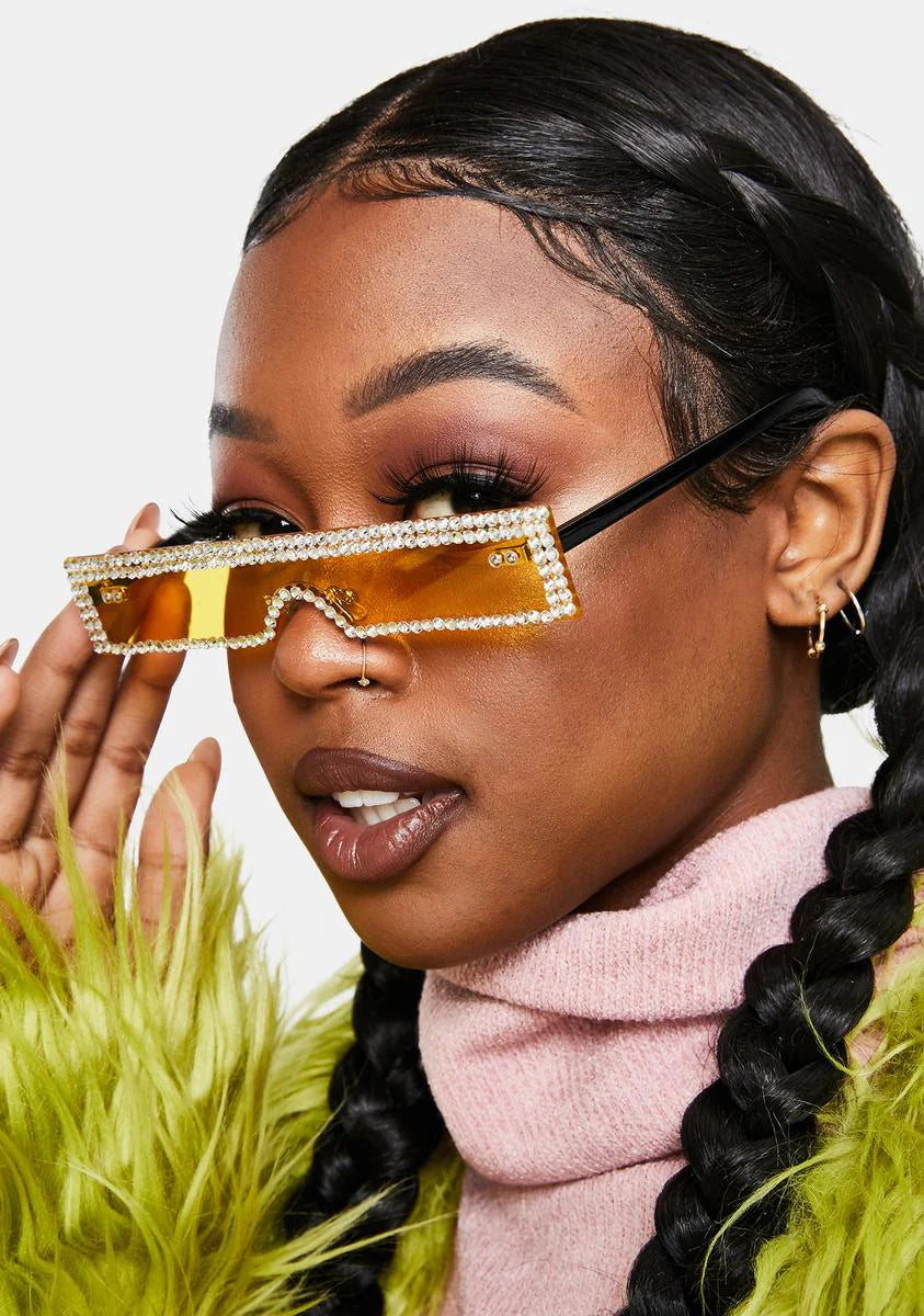 Electric Into The Future Slim Rhinestone Sunglasses