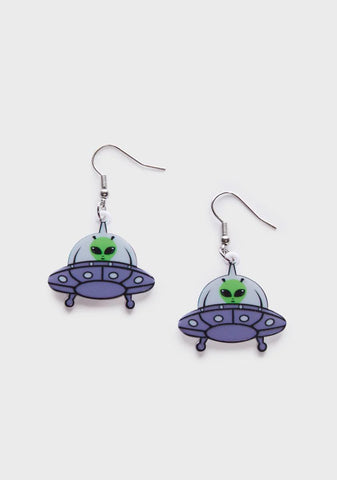 Ride My UFO Alien Earrings
