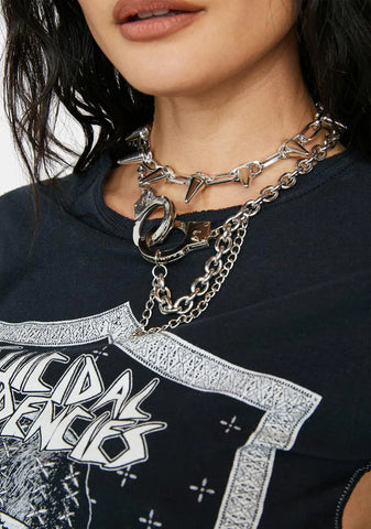 Atmosphere Handcuff And Spike Chain Necklace Set