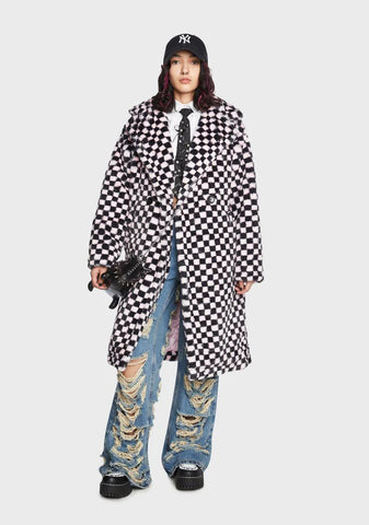 Dressed For Nothing Checkered Coat