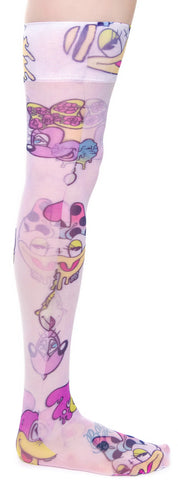 Worped On Acid Sheer Knee High Socks