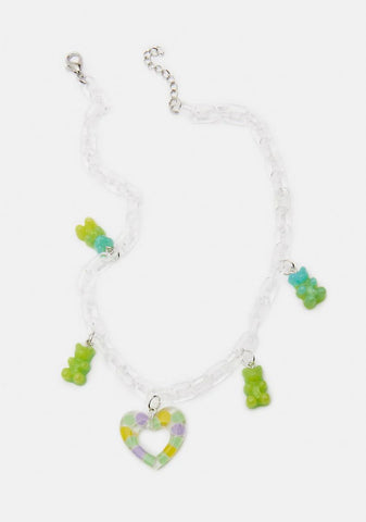 Lime Taken Charmer Clear Chain Necklace