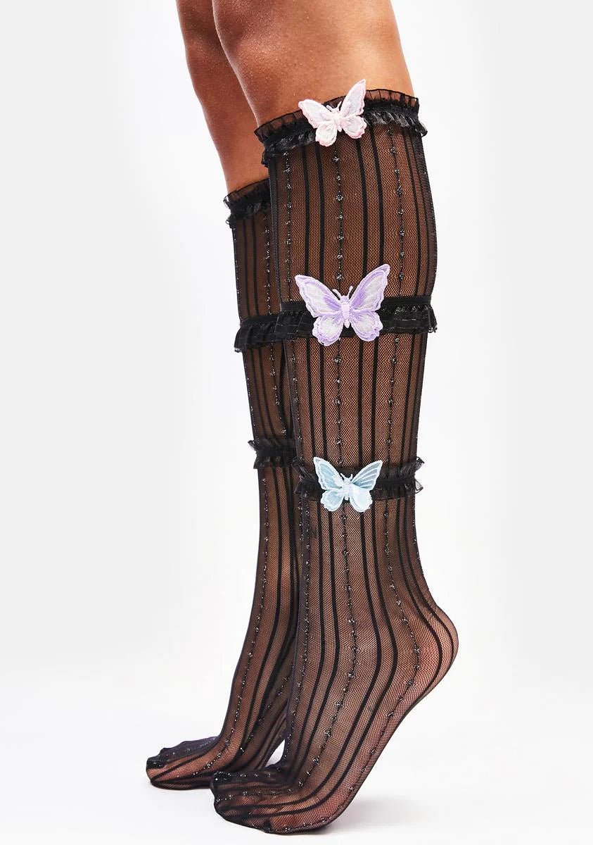 Feeling Butterflies Sheer Tall Socks
