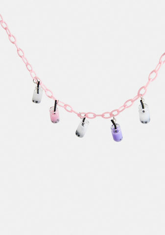 Bubblegum Just A Sip Boba Charm Necklace