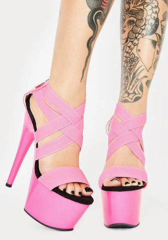 Pink Atomic Tease UV Platform Heels