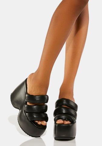 Black Winter Platform Sandals